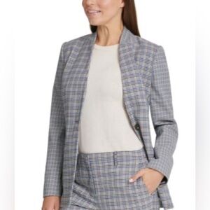 DKNY Houndstooth Collarless Blazer Jacket